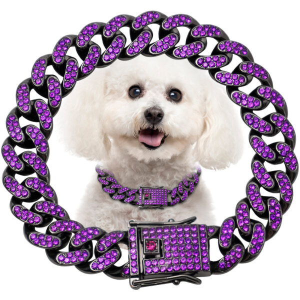 Metal Diamond Pet Dog Leash Cat Cuban Collar - Image 5