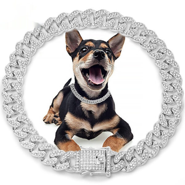 Metal Diamond Pet Dog Leash Cat Cuban Collar - Image 6