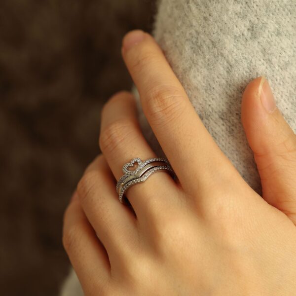 Jewelry Shining Love Wish Bone Stacking Ring - Image 7