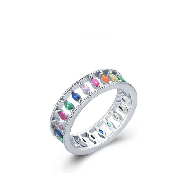 S925 Closed High-grade Rainbow Full Diamond Ring - Image 5