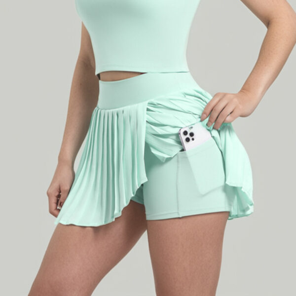 Pleated Tennis Skirt Nude Feel Outdoor Leisure Running Fitness Skirt - Image 5