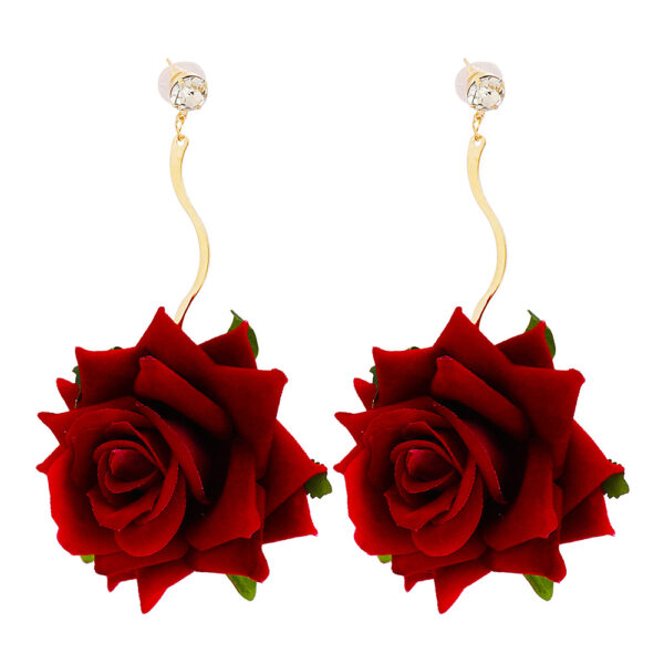 Flannel Rose Earrings European And American Fashion - Image 3