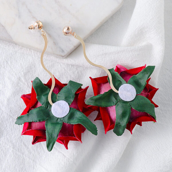 Flannel Rose Earrings European And American Fashion - Image 6