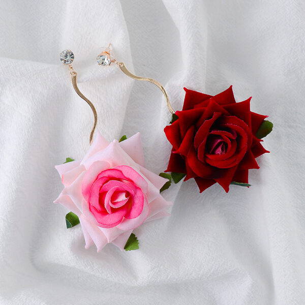 Flannel Rose Earrings European And American Fashion