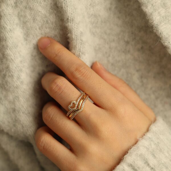 Jewelry Shining Love Wish Bone Stacking Ring - Image 3