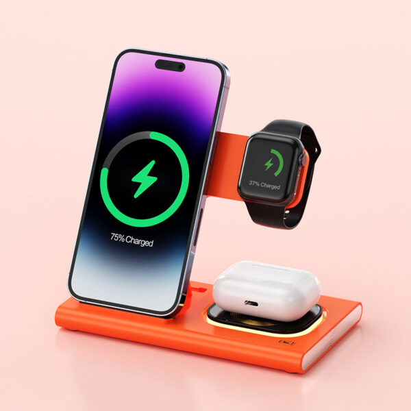 3 IN 1 15W Wireless Charging Charger Magnetic Desktop Night Light Iwatch Fast Charging Stand Gift Customization - Image 7