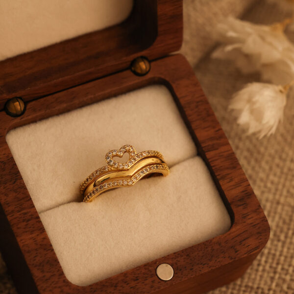 Jewelry Shining Love Wish Bone Stacking Ring - Image 5