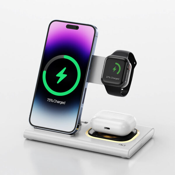 3 IN 1 15W Wireless Charging Charger Magnetic Desktop Night Light Iwatch Fast Charging Stand Gift Customization - Image 5